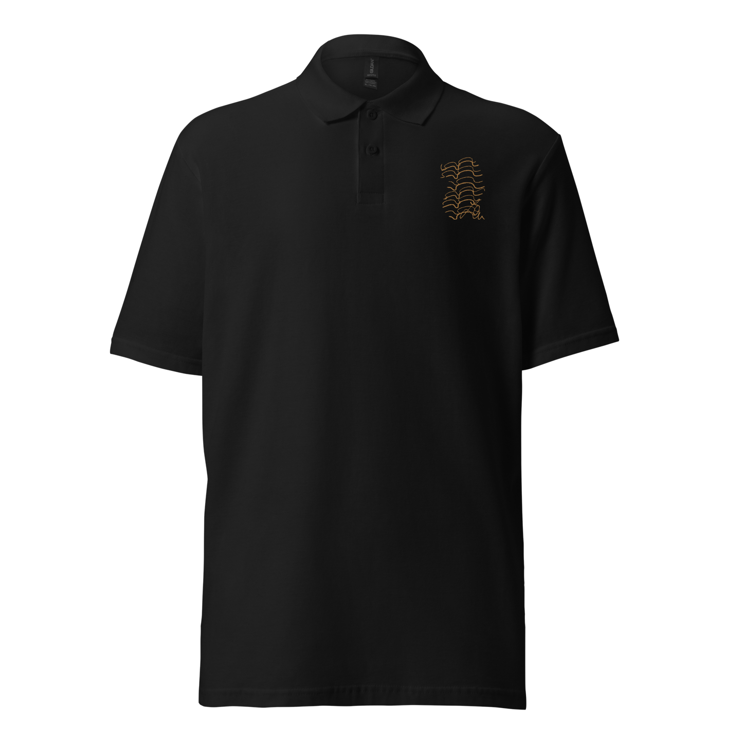 unisex pique polo shirt architectural pattern ´03 golden embroidery