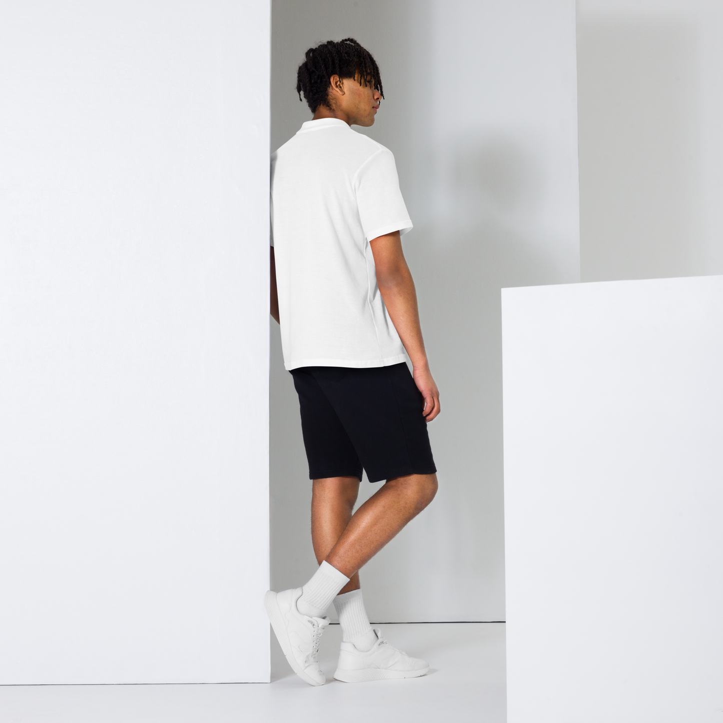 unisex pique polo shirt architectural pattern ´03 black embroidery