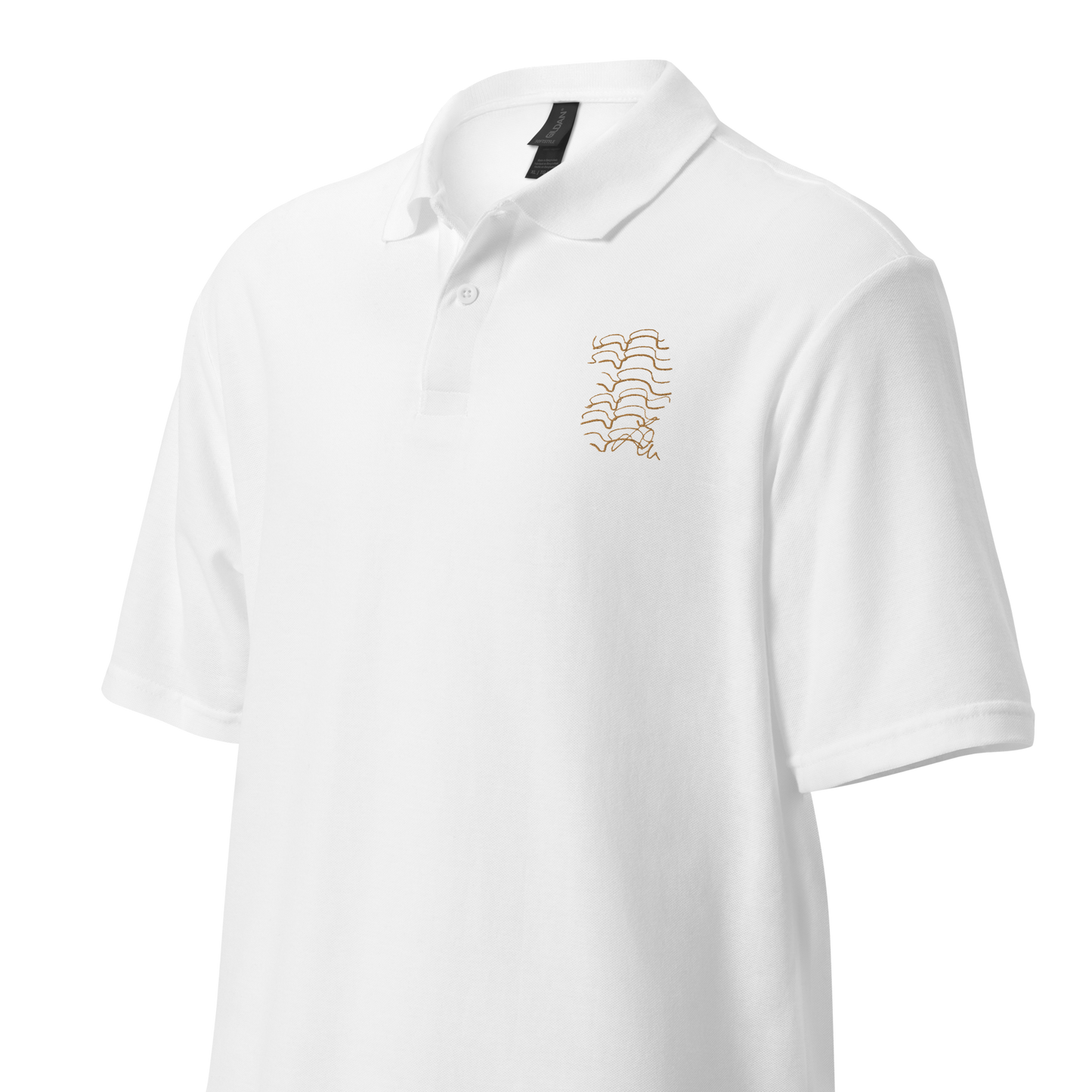 unisex pique polo shirt architectural pattern ´03 golden embroidery